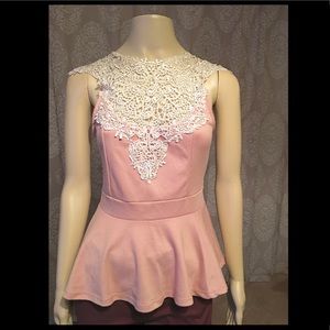 Blush peplum sleeveless shirt